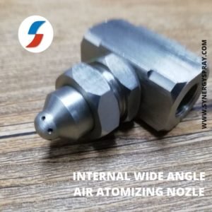 Internal wide angle air atomizing nozzle